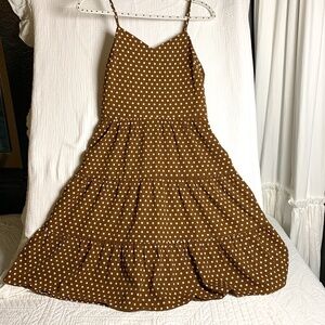 Brown Polka Dot flowy dress sz M - Monteau Los Angeles Fall vibes
